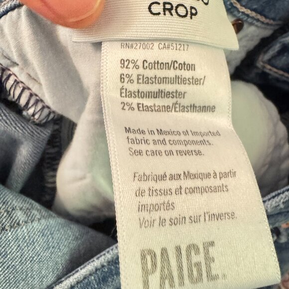 ☀️ PAIGE DENIM Jeans Spritz Distressed Size 27 Crop Ankle Length Medium Wash - Picture 10 of 11